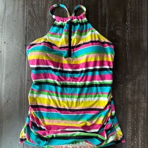 Anne Cole Multicolor Striped Halter Swim Top